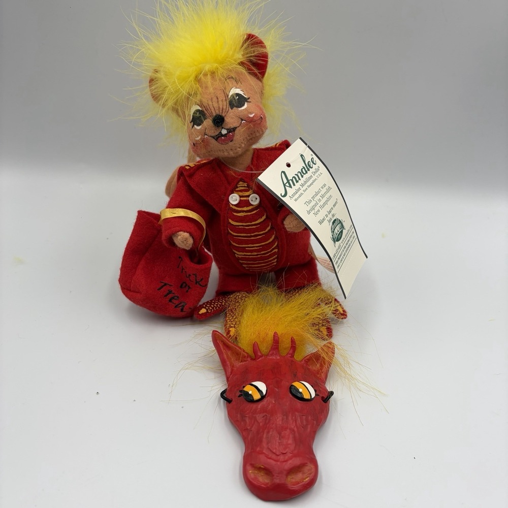 Annalee Trick or Treat Dragon Mouse Doll With Hard Mask Halloween 2005 Rare HTF‎
